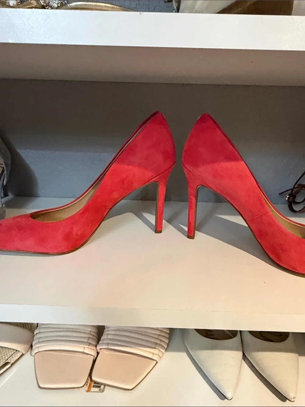 Women's Coral Suede Pointed-Toe Stiletto Pumps - Picture 5 of 8